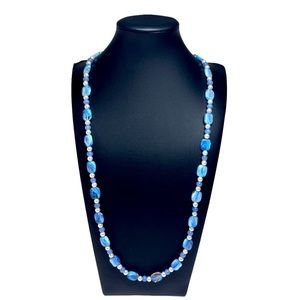 Glass Beaded Pearl Necklace 31"